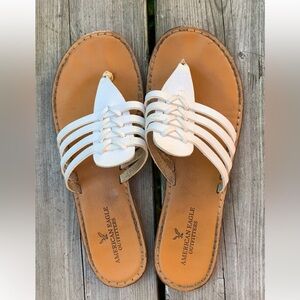 AE White/Brown Strappy Sandals